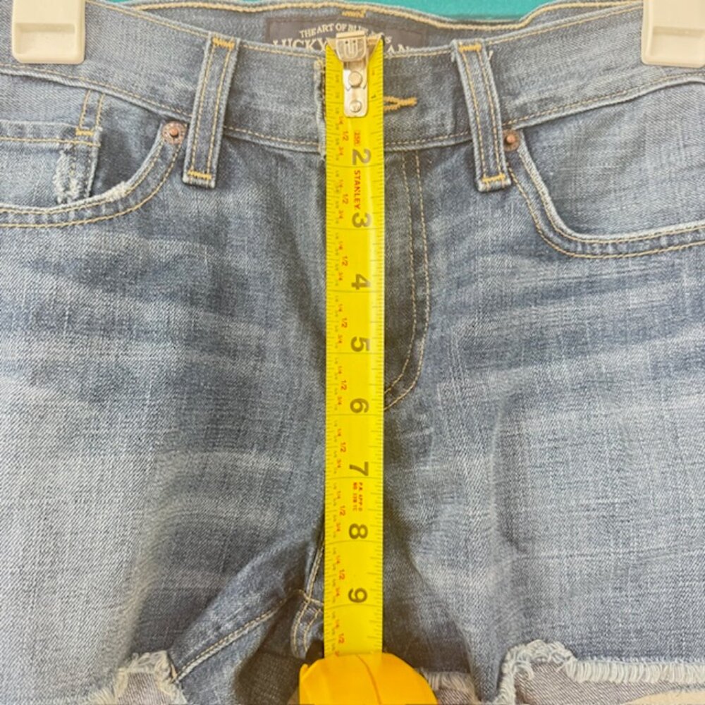 Lucky Brand Denim Shorts Women 6 28 Blue Raw Hem Mid Rise Cutoff - Picture 5 of 7